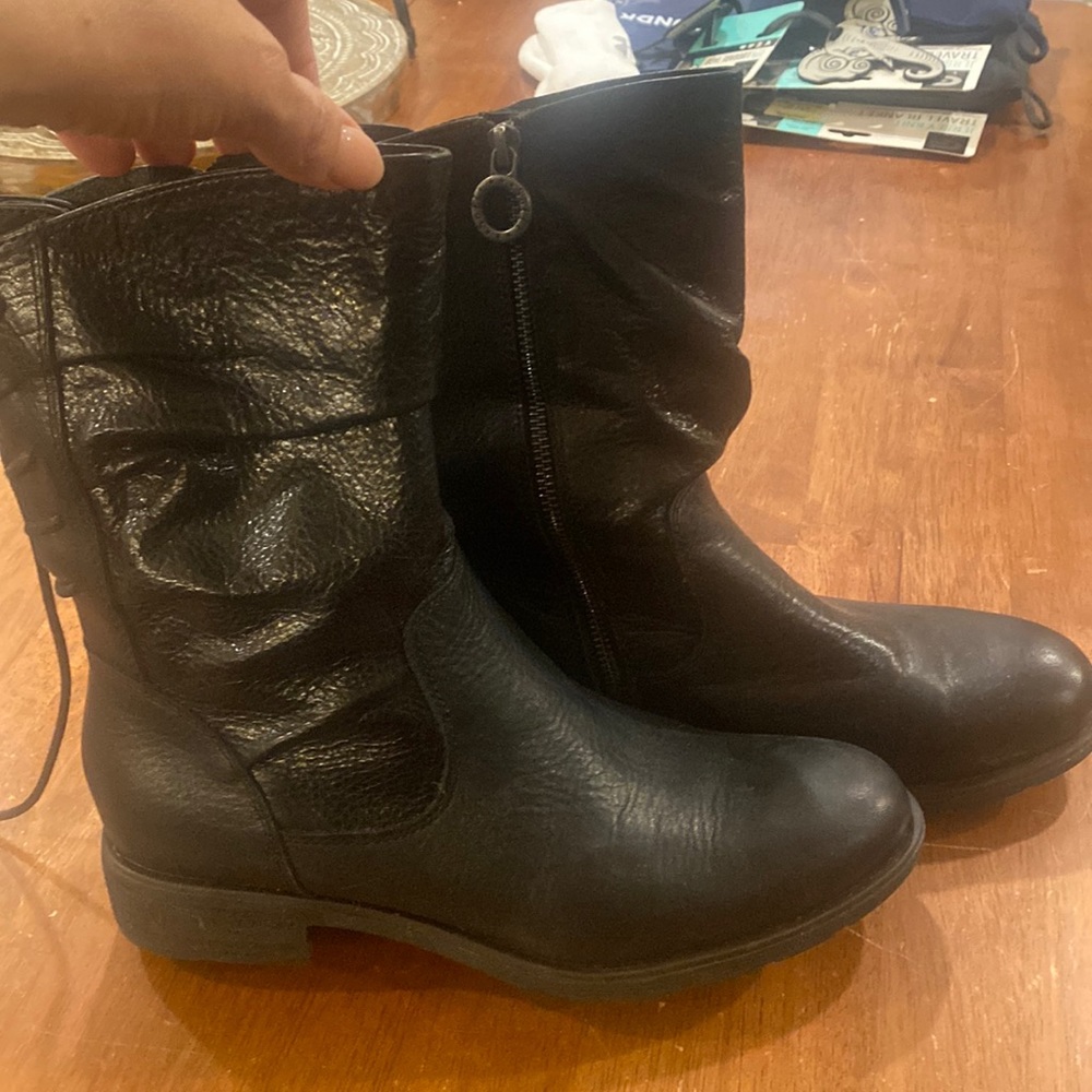 Black leather boots
